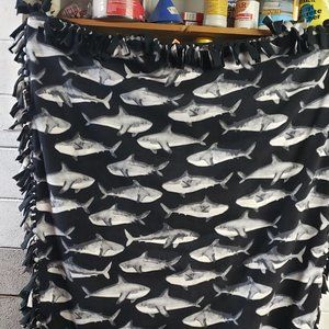 Shark twist tie blankie- black and white